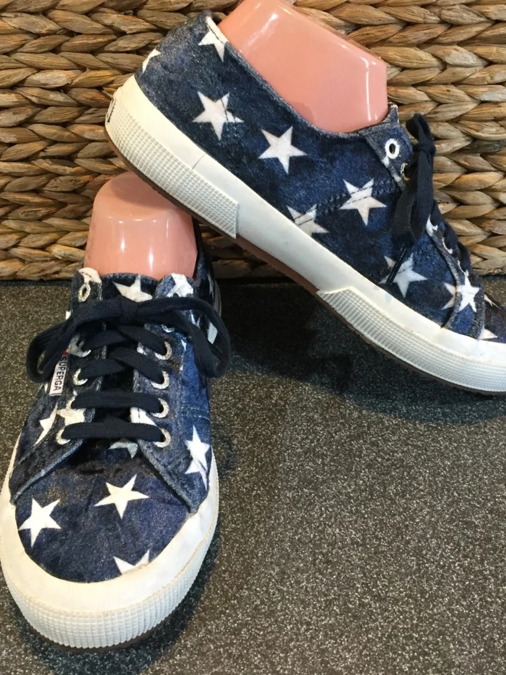 Superga Navy Blue Star Print Sneakers